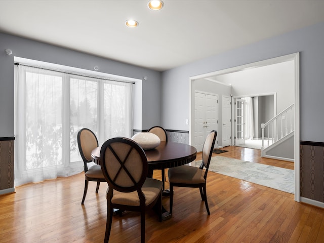 dining room with light hardwood / wood-style floors