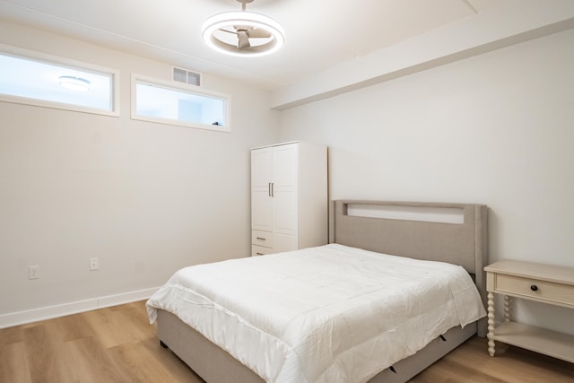 bedroom featuring light hardwood / wood-style flooring