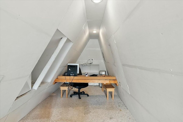 office space featuring vaulted ceiling