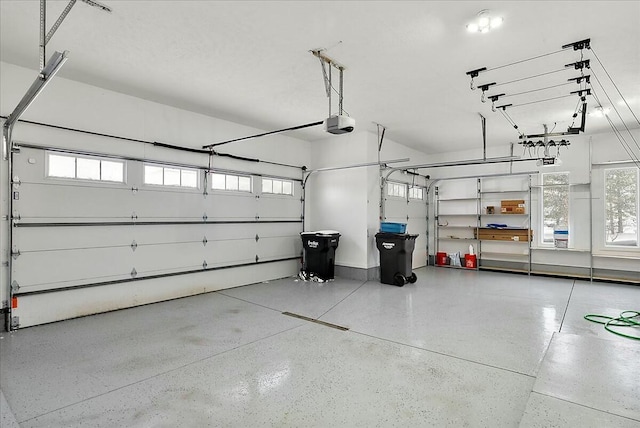 garage with a garage door opener