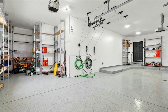 garage with a garage door opener