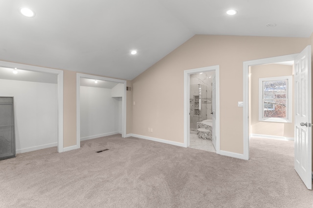 basement with light carpet