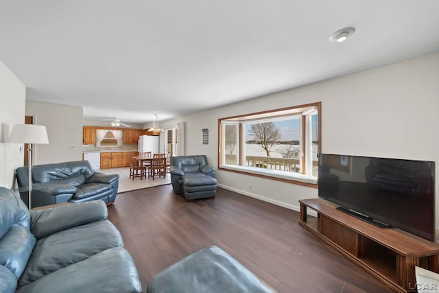 living room with wood-type flooring