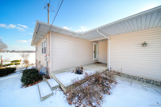 view of snow covered exterior