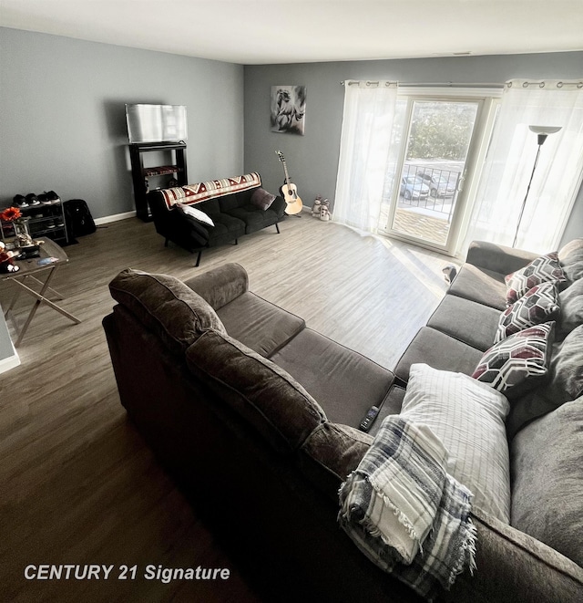 living room with wood-type flooring