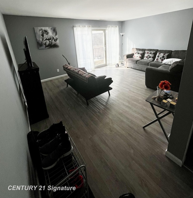 living room with wood-type flooring