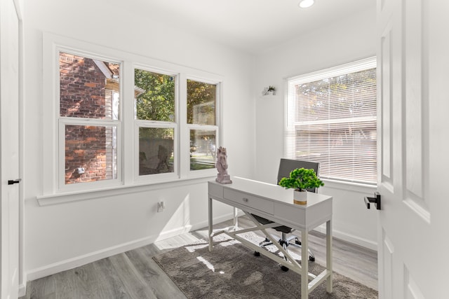 office with light hardwood / wood-style floors