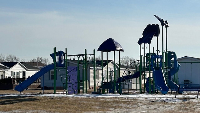 view of snow covered playground