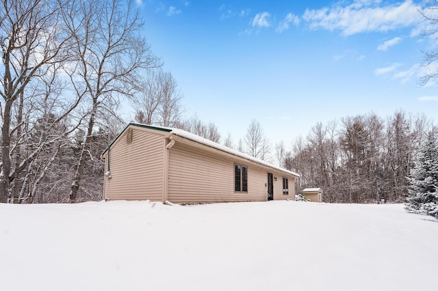 view of snow covered exterior