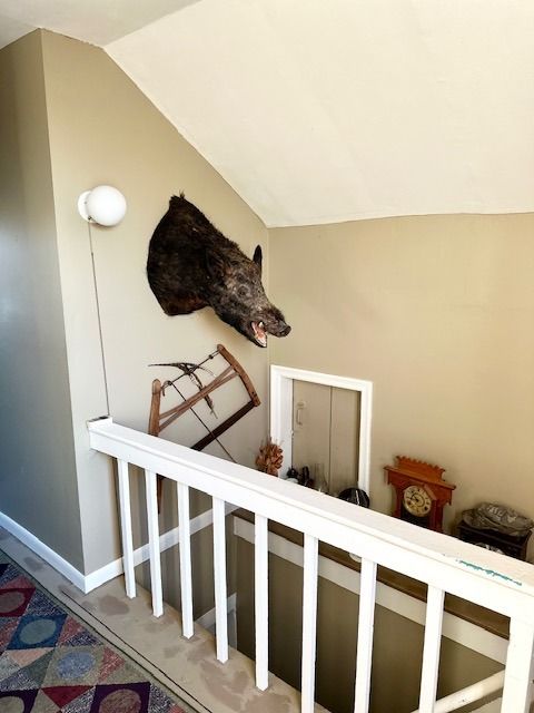 staircase with vaulted ceiling