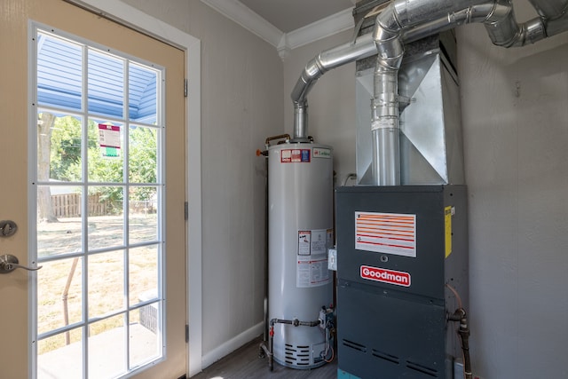 utility room with water heater