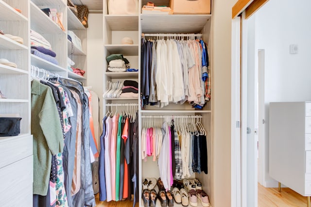 spacious closet with light wood-type flooring