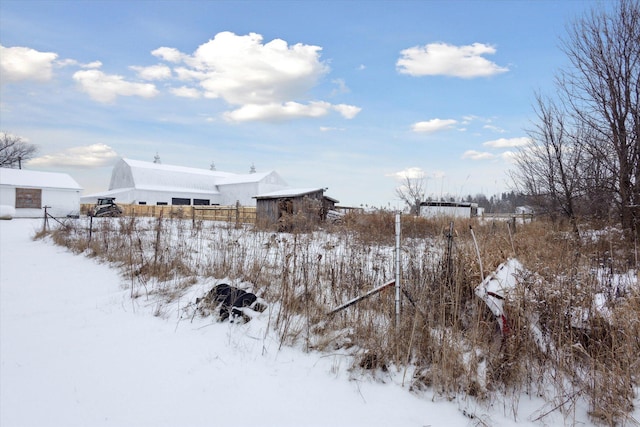 view of yard covered in snow