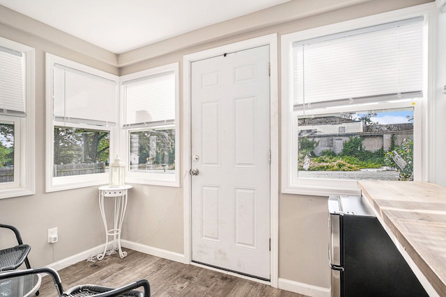 doorway to outside featuring light hardwood / wood-style floors