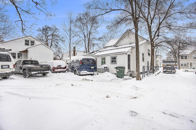 view of snow covered property