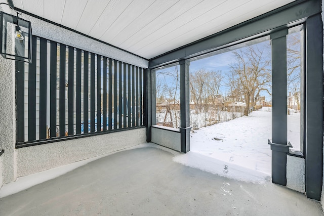 view of unfurnished sunroom