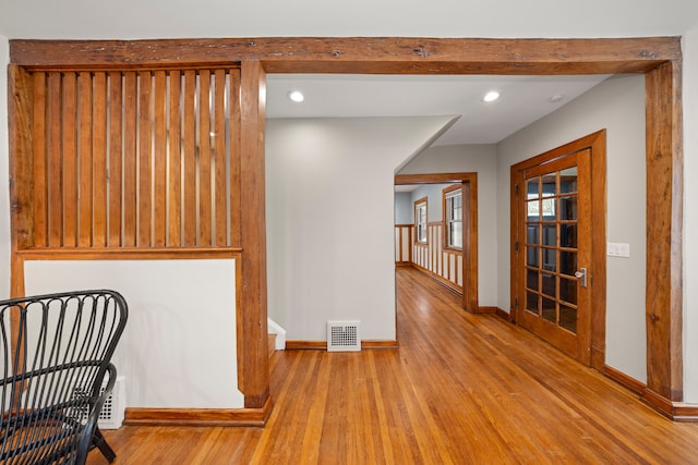 sitting room with light hardwood / wood-style flooring