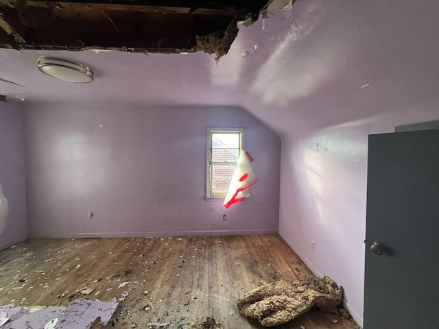 bonus room featuring lofted ceiling and hardwood / wood-style floors