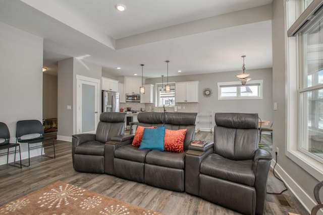 living room featuring hardwood / wood-style floors