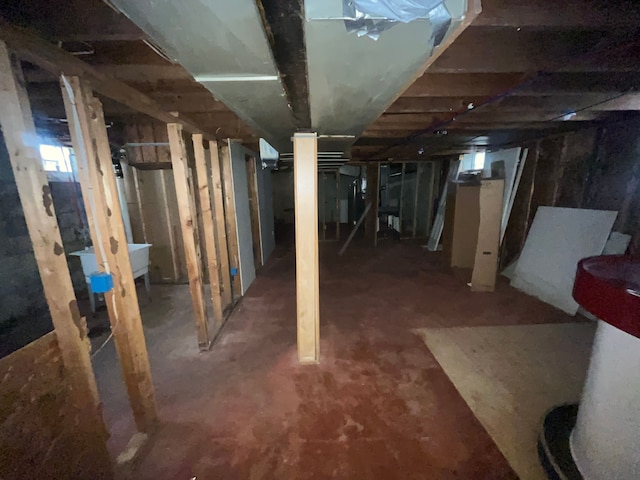 view of unfinished below grade area