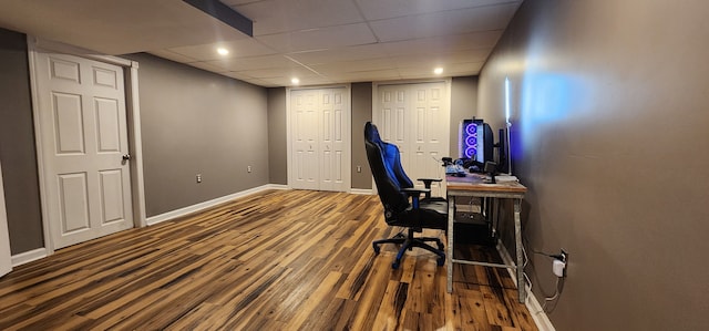 office with wood-type flooring