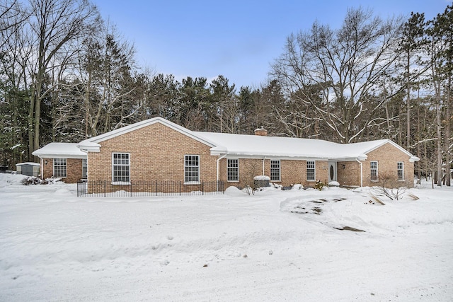 view of snow covered property