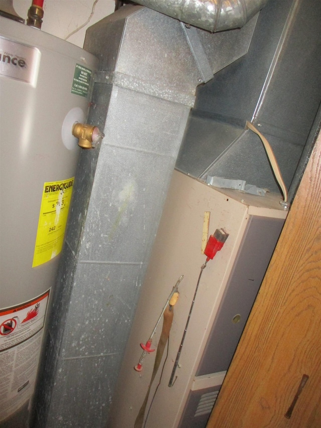 utility room featuring water heater