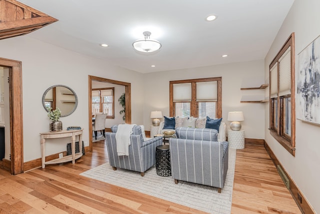 living room with hardwood / wood-style flooring