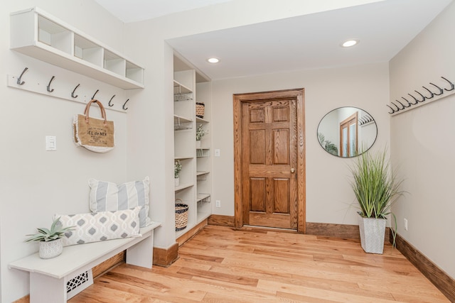 mudroom featuring light hardwood / wood-style floors