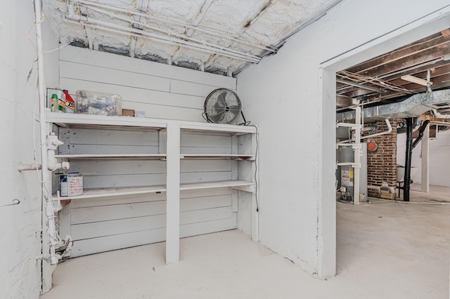 basement with gas water heater