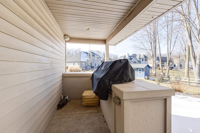 view of patio featuring a grill