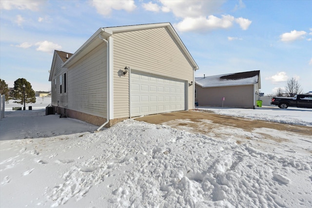 exterior space with a garage