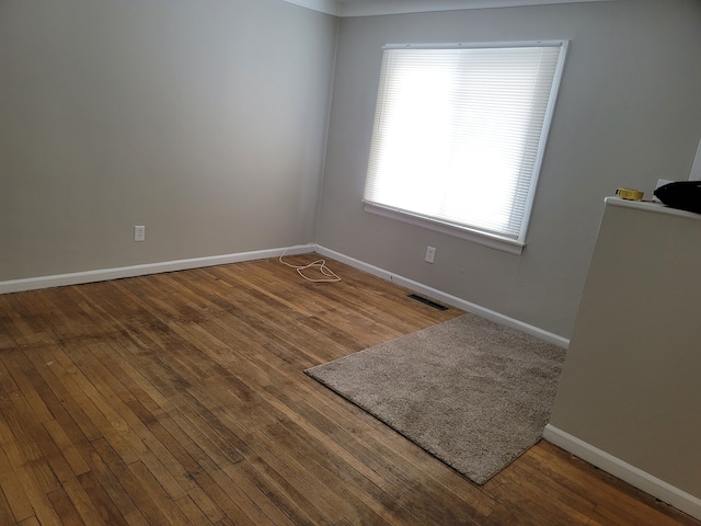 spare room featuring wood-type flooring