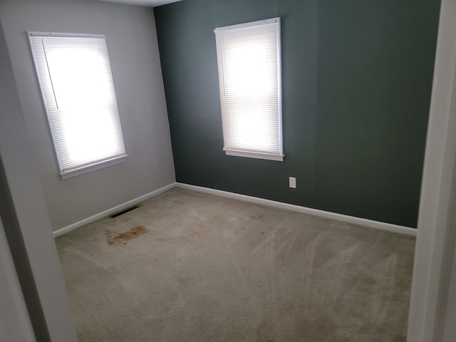 empty room with light carpet and a wealth of natural light