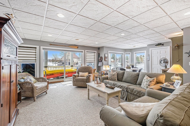 living area with recessed lighting