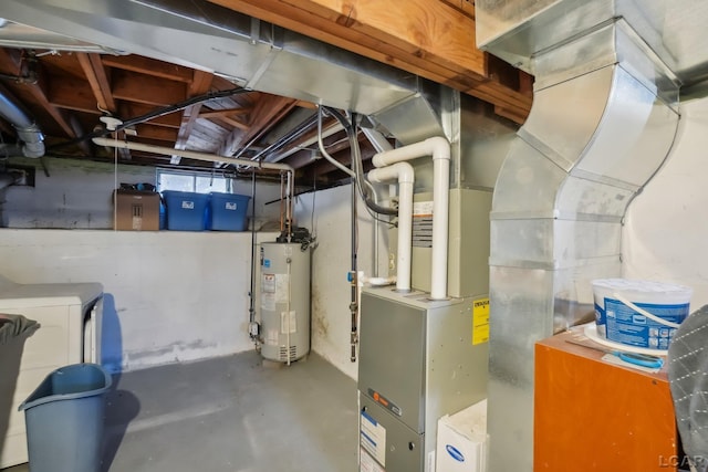 basement featuring water heater