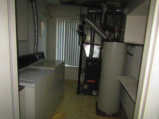 laundry room featuring separate washer and dryer and water heater