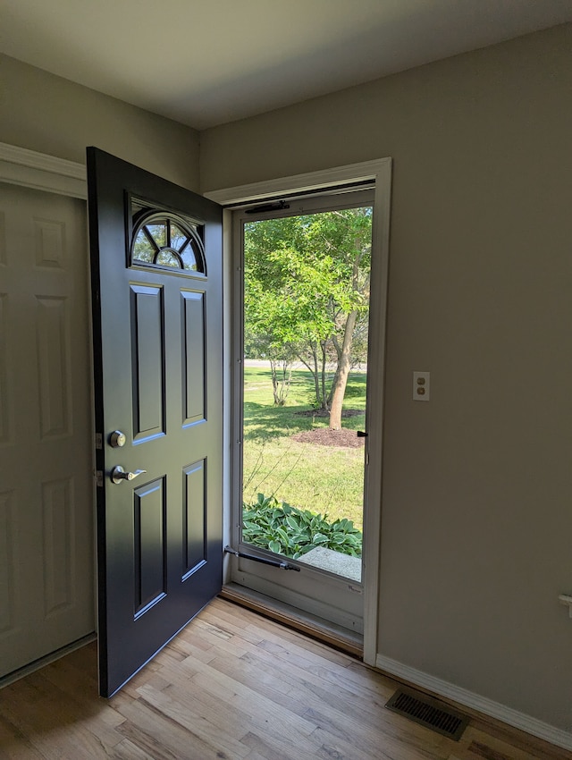 entrance foyer with light wood-type flooring