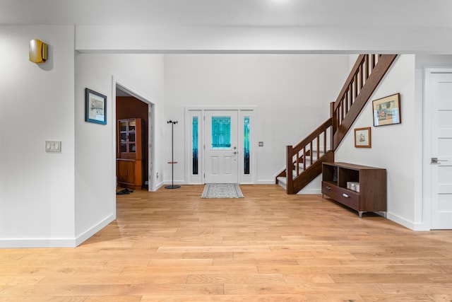 foyer featuring light wood-type flooring