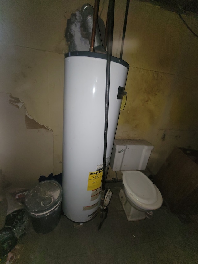 utility room with gas water heater