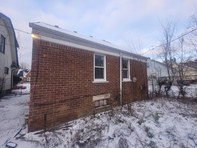 view of snow covered exterior