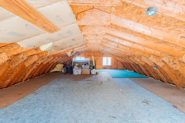 view of unfinished attic