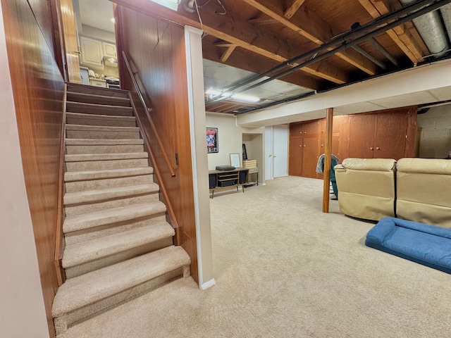 basement with carpet floors