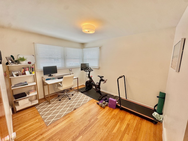 office space with hardwood / wood-style flooring