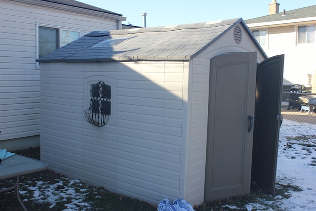 view of snow covered structure