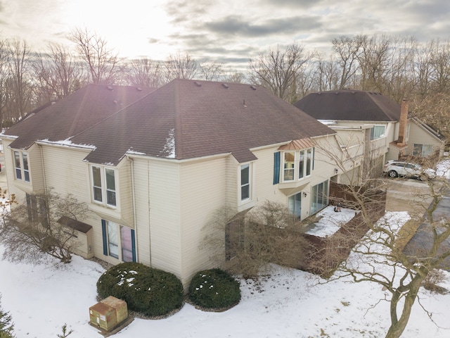 view of snow covered exterior