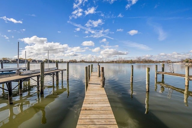 view of dock featuring a water view