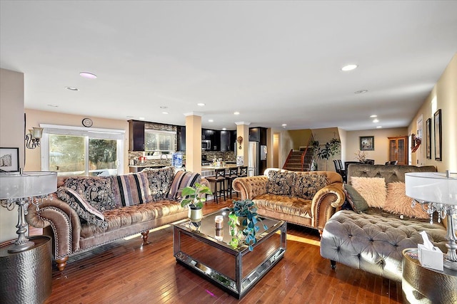 living room with wood-type flooring