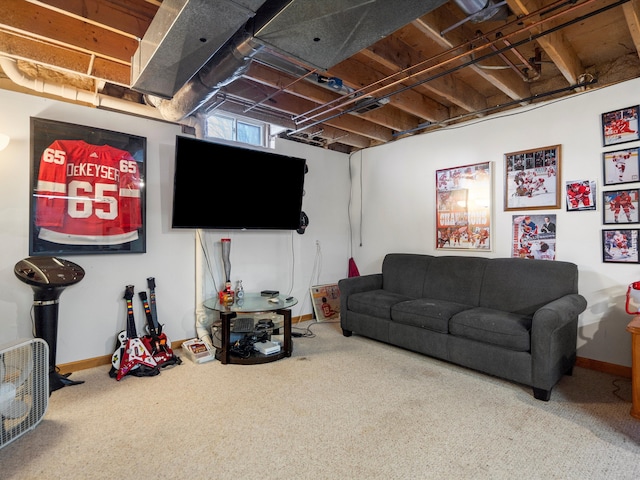 living room featuring carpet floors