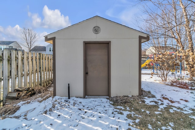 view of snow covered structure